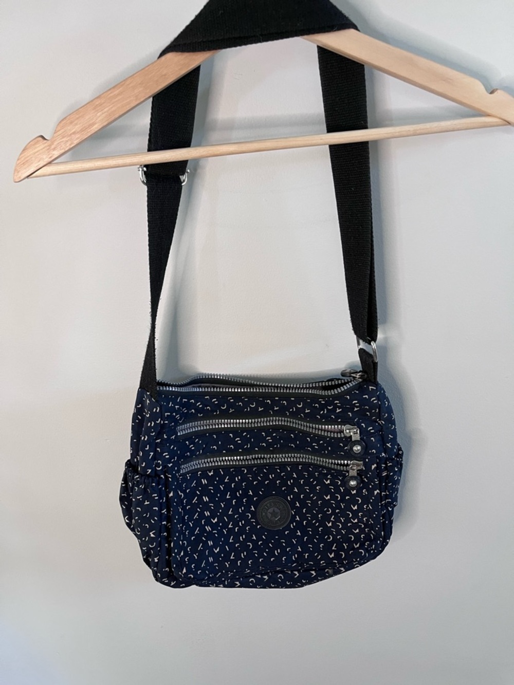JieolShi Fashion Navy Blue Abstract Print Nylon Multi-Pocket Crossbody Bag